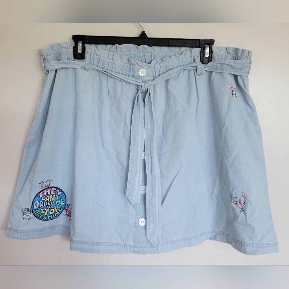 Disney Women's Cinderella Patch Button Down Belted Skirt Size 1X